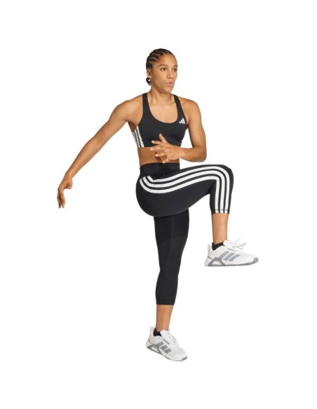 Women's adidas 34 Optime Essentials Workout 3Stripes Leggings Black KE6062