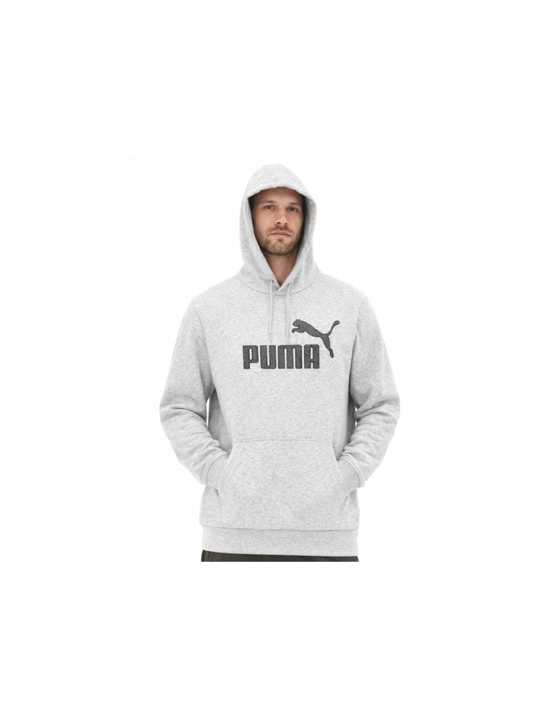 Puma men's gray fashionable cotton kangaroo sports hoodie