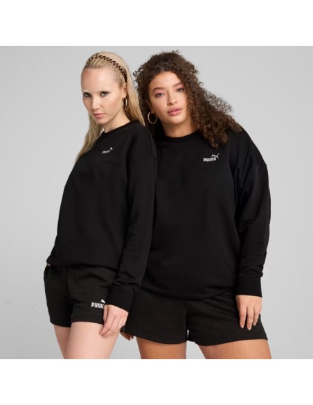 Puma Women's ESS Small No 11 Logo Relaxed Crew Sweatshirt Black 684975 01