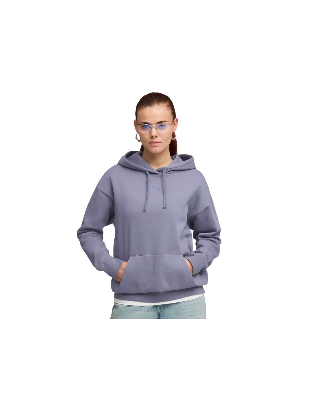 Puma ESS Centered Cat Logo Relaxed Hoodie Purple 692917 65