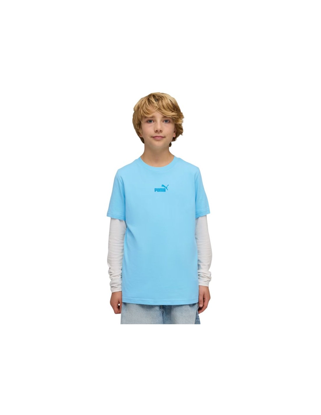 Puma ESS Small No 1 Logo Centered Tee for Kids Blue 692975 45