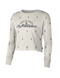 Women's Nike NBA N31 Courtside Longsleeve Crop Tshirt Birch Heather DA6810051