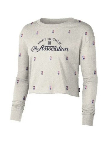 Women's Nike NBA N31 Courtside Longsleeve Crop Tshirt Birch Heather DA6810051
