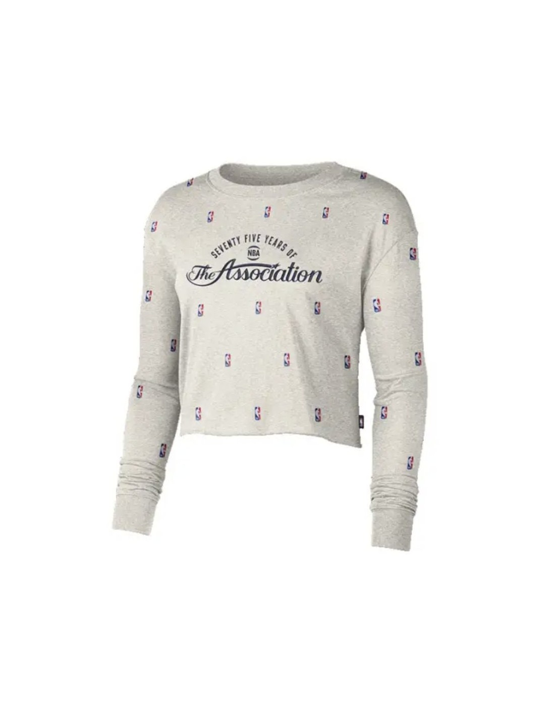 Women's Nike NBA N31 Courtside Longsleeve Crop Tshirt Birch Heather DA6810051