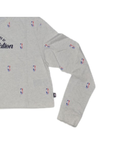 Women's Nike NBA N31 Courtside Longsleeve Crop Tshirt Birch Heather DA6810051