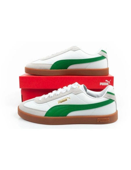 Puma Club II Era men's sports shoes sneakers leather white gray green