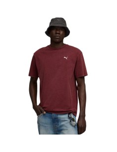 Puma Ess Elevated Relaxed Wash Tee Burgundy 688048 96
