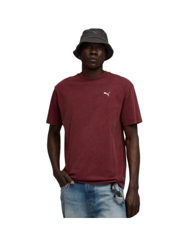 Puma Ess Elevated Relaxed Wash Tee Burgundy 688048 96