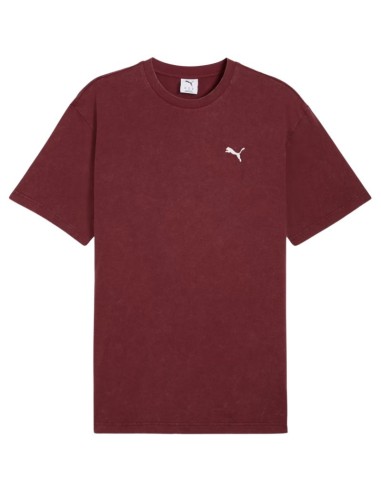 Puma Ess Elevated Relaxed Wash Tee Burgundy 688048 96