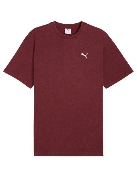 Puma Ess Elevated Relaxed Wash Tee Burgundy 688048 96