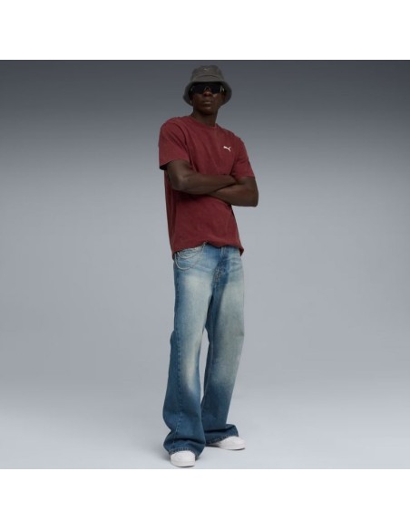 Puma Ess Elevated Relaxed Wash Tee Burgundy 688048 96