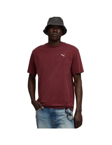 Puma Ess Elevated Relaxed Wash Tee Burgundy 688048 96