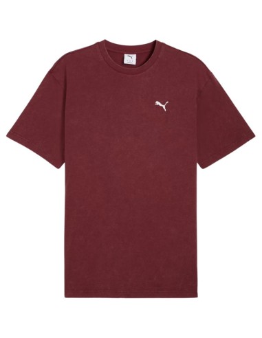 Puma Ess Elevated Relaxed Wash Tee Burgundy 688048 96