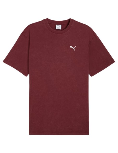 Puma Ess Elevated Relaxed Wash Tee Burgundy 688048 96