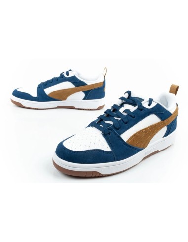 Puma Rebound v6 men's sports sneakers fashionable comfortable white navy brown