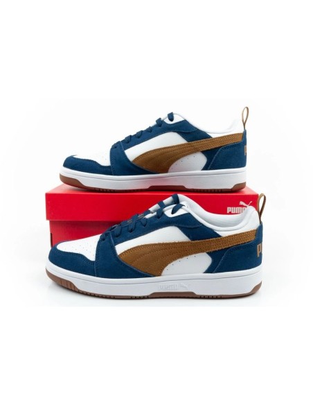 Puma Rebound v6 men's sports sneakers fashionable comfortable white navy brown
