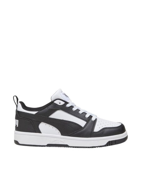 Puma Rebound V6 Lo Mid kids' shoes white and black 393833 01
