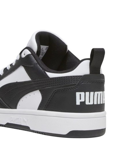 Puma Rebound V6 Lo Mid kids' shoes white and black 393833 01