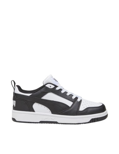 Puma Rebound V6 Lo Mid kids' shoes white and black 393833 01