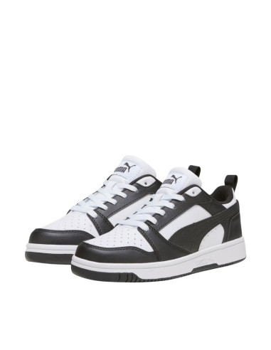 Puma Rebound V6 Lo Mid kids' shoes white and black 393833 01