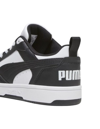 Puma Rebound V6 Lo Mid kids' shoes white and black 393833 01