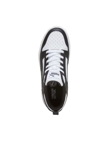 Puma Rebound V6 Lo Mid kids' shoes white and black 393833 01