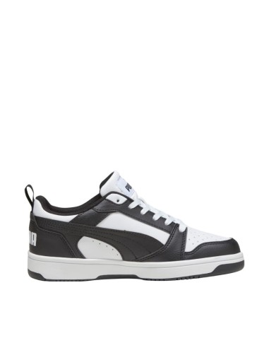 Puma Rebound V6 Lo Mid kids' shoes white and black 393833 01