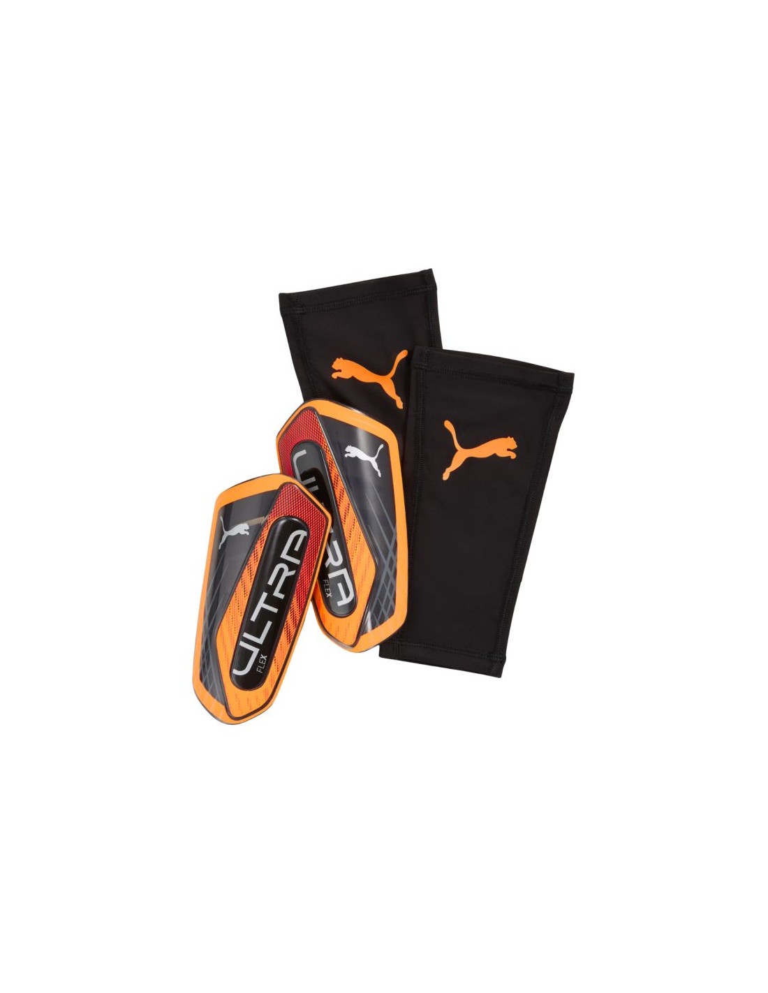 Puma Ultra Flex Sleeve Heat Fire Football Shin Guards OrangeBlack 30987 05