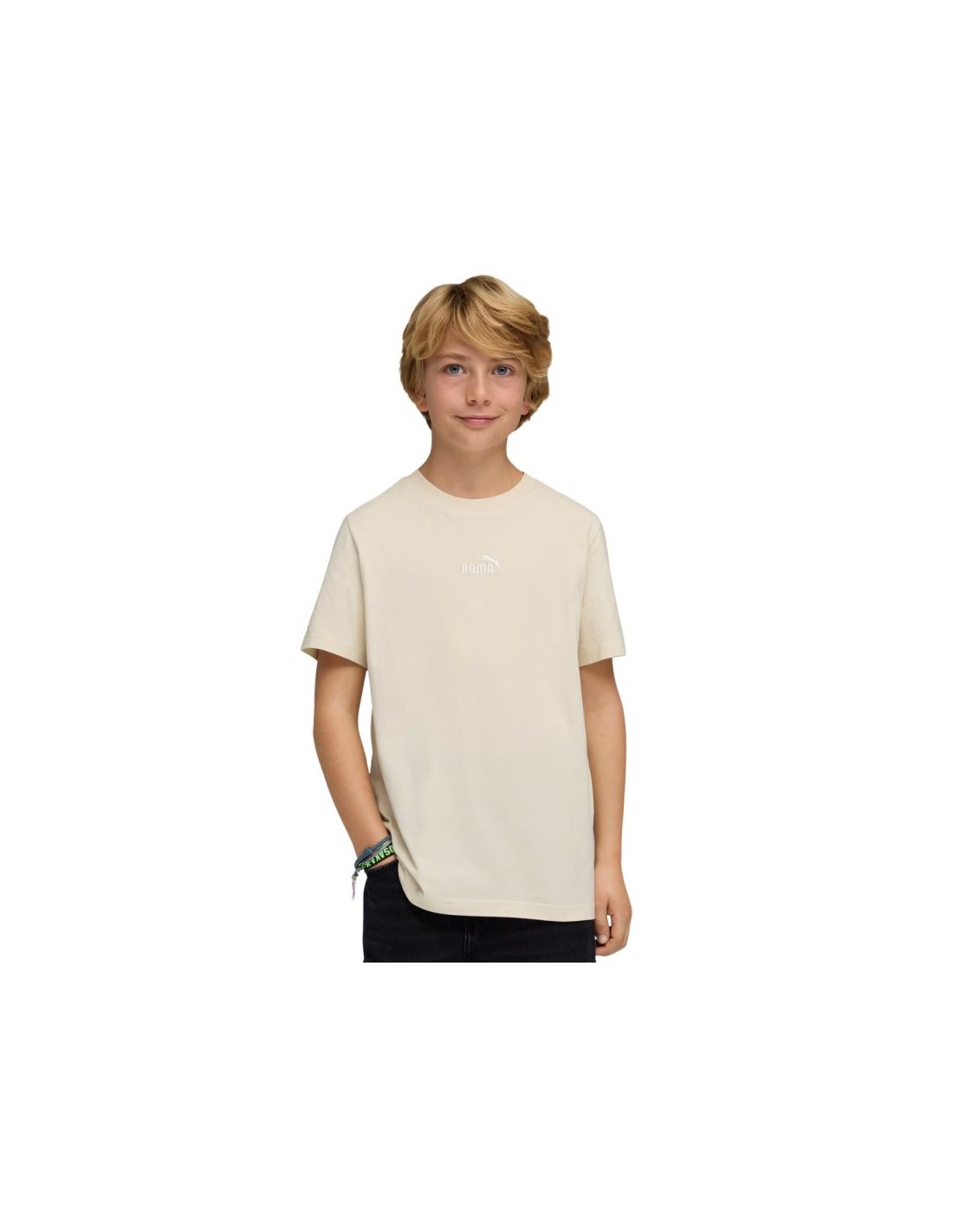 Puma ESS Small No 1 Logo Centered Tee for Kids Μπεζ 692975 87