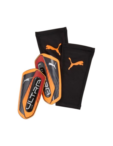 Puma Ultra Light Sleeve Heat Fire Football Shin Guards Orange 30989 05