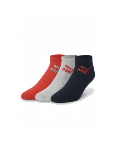 Puma Men's 3Pack Cotton Ankle Socks GrayRedNavy