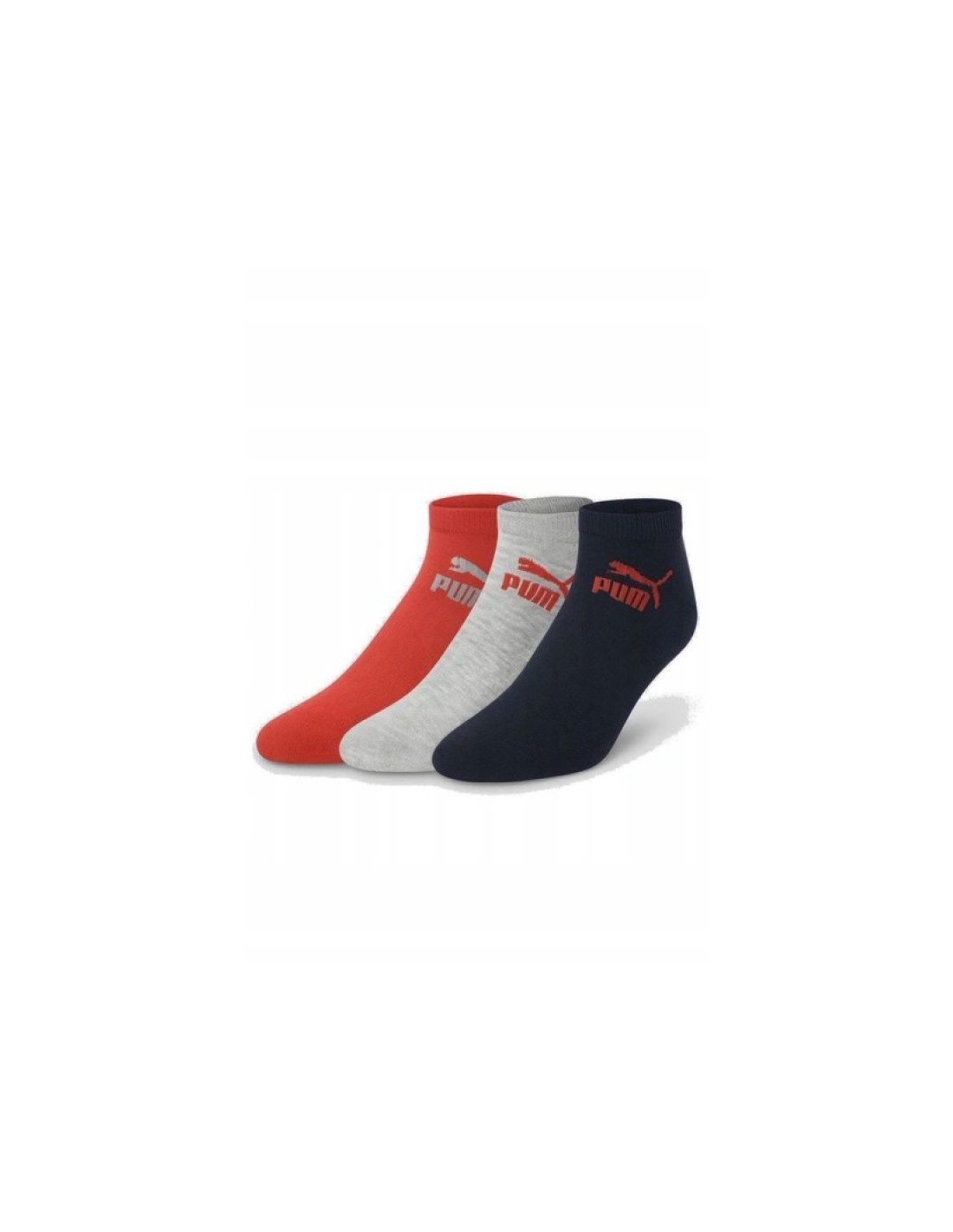 Puma Men's 3Pack Cotton Ankle Socks GrayRedNavy