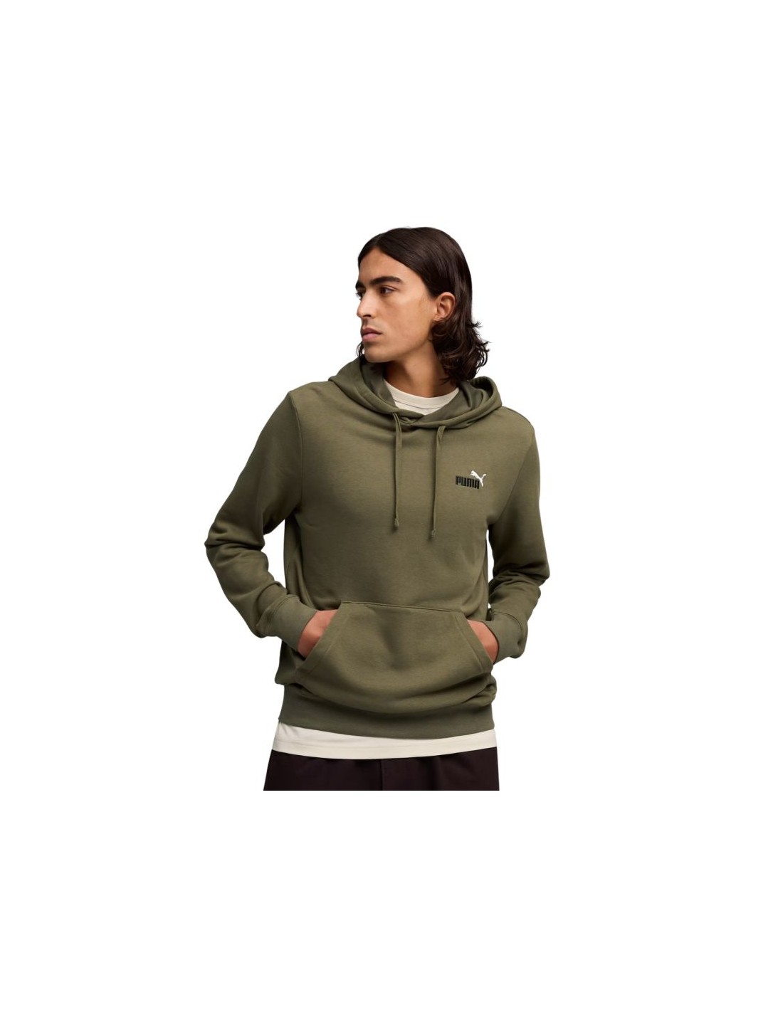 Men's Puma ESS 2 Color Small No 1 Logo Hoodie olive 684719 81