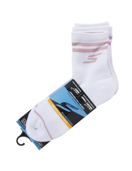 Skechers 3pk Wmns LC PB Varsity Stripe Socks S02643HPWHT