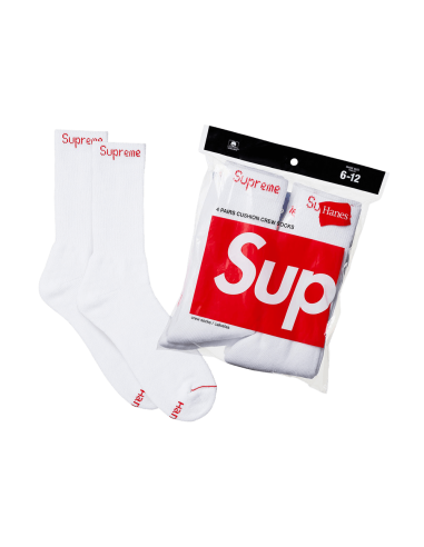 Supreme x Hanes Crew Socks 4 Pack 'White' 99HAA26WHITE MBS