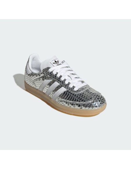 adidas Samba Patent Snakeskin Silver Metallic Women's IH9016 MBS