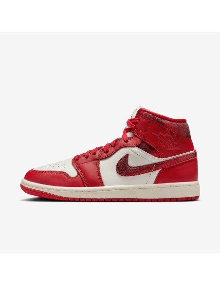 Jordan 1 Mid SE Red Cracked Leather Women's HJ9337106 MBS