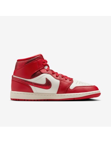 Jordan 1 Mid SE Red Cracked Leather Women's HJ9337106 MBS