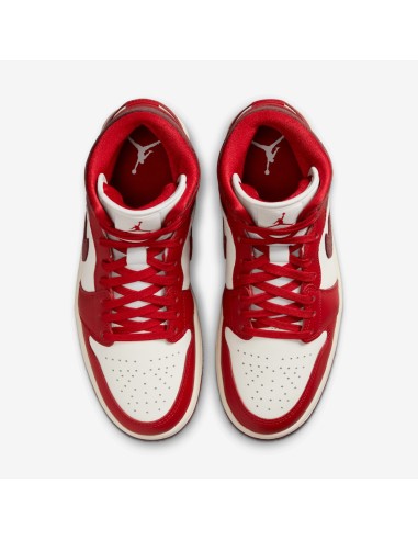 Jordan 1 Mid SE Red Cracked Leather Women's HJ9337106 MBS