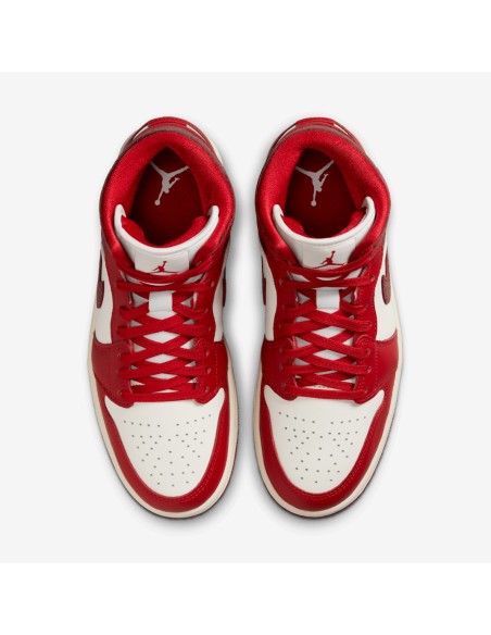 Jordan 1 Mid SE Red Cracked Leather Women's HJ9337106 MBS