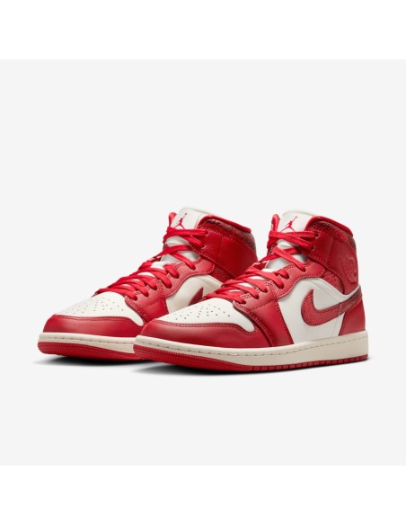 Jordan 1 Mid SE Red Cracked Leather Women's HJ9337106 MBS
