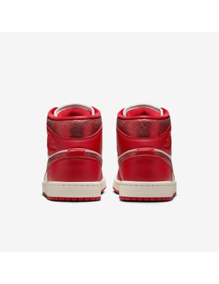 Jordan 1 Mid SE Red Cracked Leather Women's HJ9337106 MBS