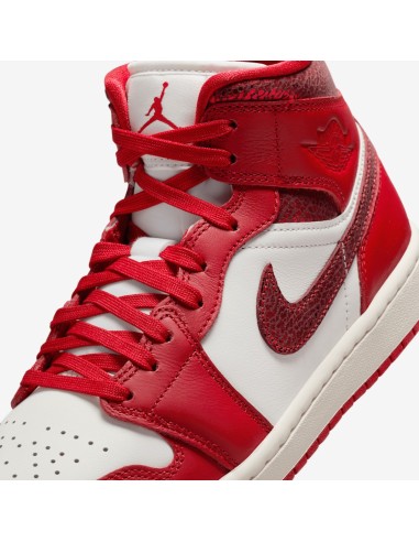 Jordan 1 Mid SE Red Cracked Leather Women's HJ9337106 MBS