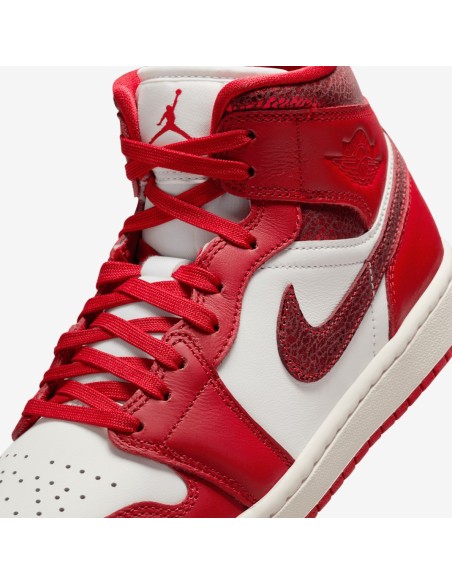 Jordan 1 Mid SE Red Cracked Leather Women's HJ9337106 MBS