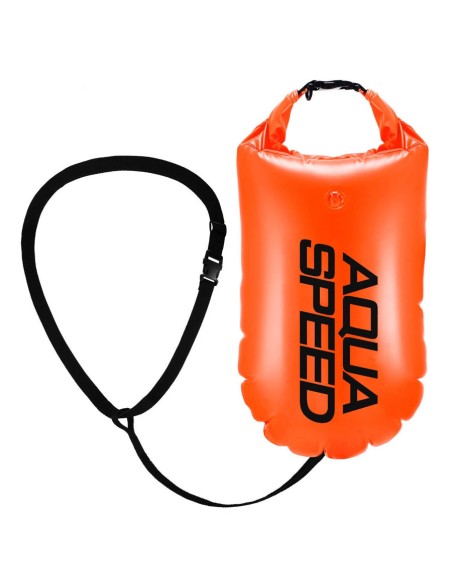 Neon green swimming buoy with container