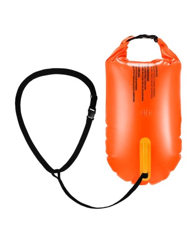 Neon green swimming buoy with container