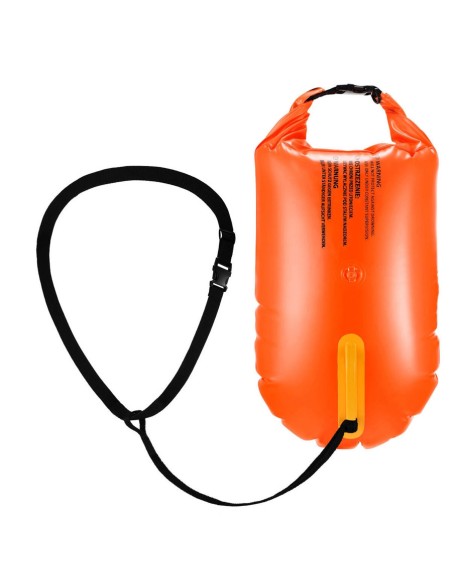 Neon green swimming buoy with container