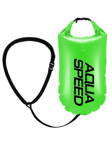 Neon green swimming buoy with container