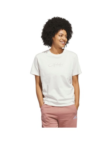 adidas Cursive Wordmark Graphic Women's TShirt White KQ6404