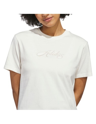 adidas Cursive Wordmark Graphic Women's TShirt White KQ6404